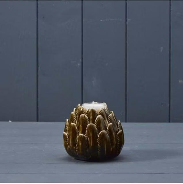 KDMD Green Ceramic Floral Tealight Holder