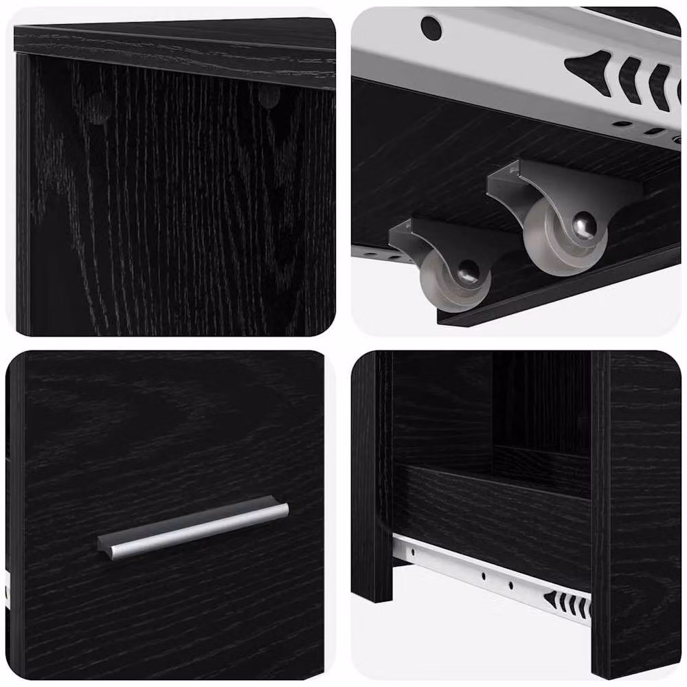 Berkfield Home Narrow Black Oak Bathroom Cupboard, W/D/H: 41 x 41 x 135 cm – 4