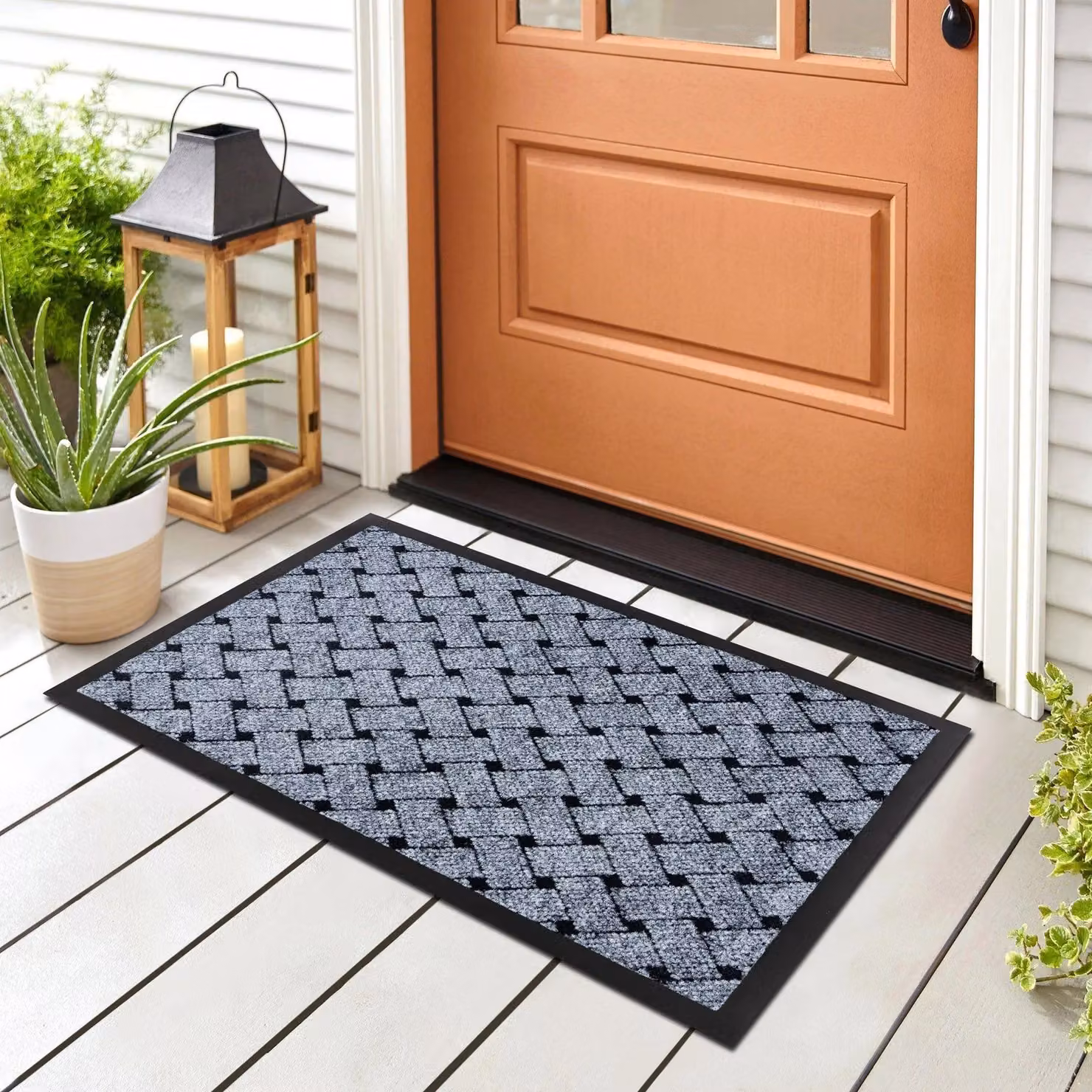 RugsX Vectra Non-Slip Grey Polypropylene Doormat, W: 40 cm, D: 60 cm – 3