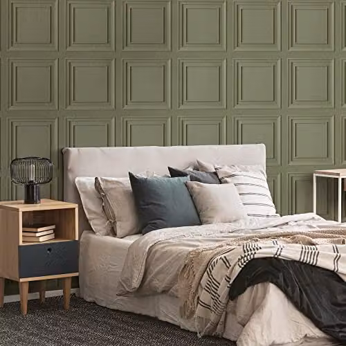 Graham & Brown Abstract Geometric Wallpaper in Green and Grey