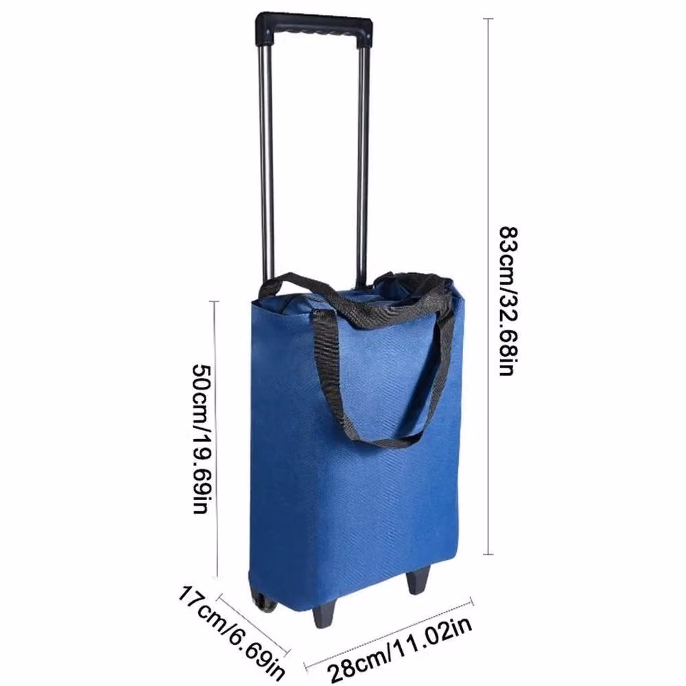 FLAVORA Navy Blue Foldable Trolley Bag Handbag – 4