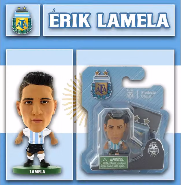 SoccerStarz Erik Lamela Argentina Mini Figure, White and Multicolour, Height: 5 cm