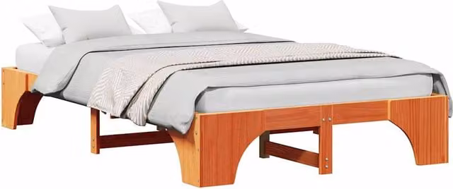 Berkfield Home Modern Solid Wood Pine Bed Frame, Wax Brown, W: 120 cm, D: 200 cm