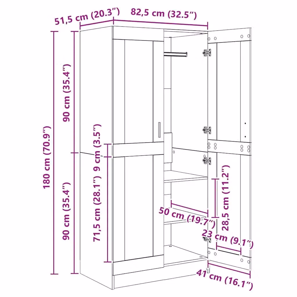Berkfield Home Rustic Old Wood Wardrobe with Integrated Drawers and Internal Shelves in Brown and Multicolour – 3