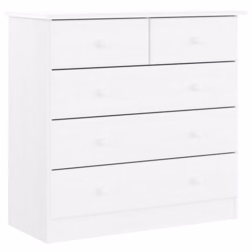 vidaXL ALTA Chest of Drawers in White Solid Pine Wood, W: 77 cm, D: 35 cm, H: 73 cm – 1