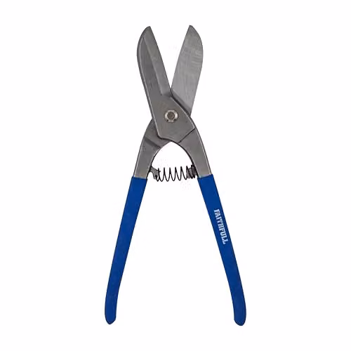 Faithfull Straight Carbon Steel Tin Snips in Silver and Blue