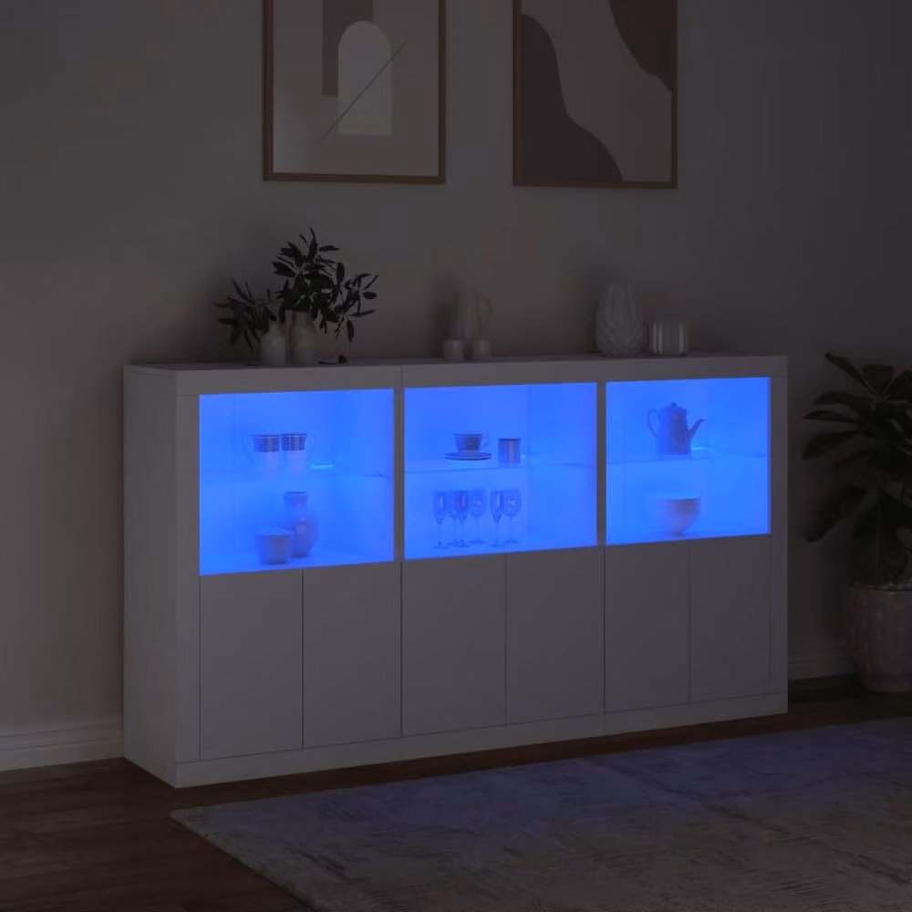 Berkfield Home Modern White Sideboard with Integrated LED Lights W/D/H: 181.5 x 37 x 100 cm – 2