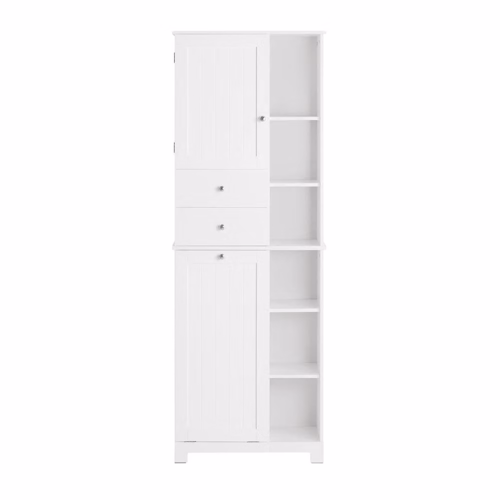SoBuy Modern White Bathroom Tall Cabinet with Internal Shelves and Drawers – 2