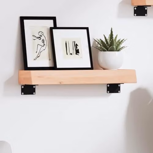 vidaXL Wall Mounted Oak Wood Shelf, Brown, W: 40 cm, D: 10 cm, H: 1 cm