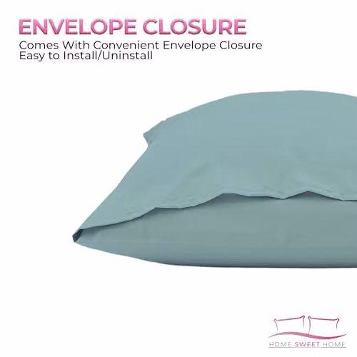 Snug City Home Sweet Home UK Polycotton Plain Dyed Housewife Pillowcase Pair in Mint, W: 48 cm x L: 74 cm – 2