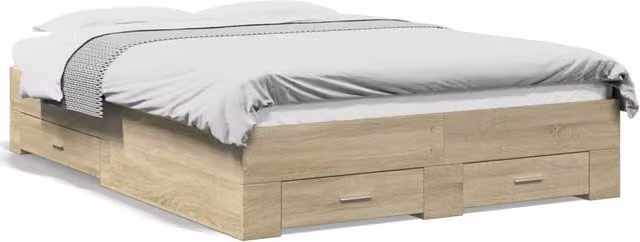 Berkfield Home Sonoma Oak Bed Frame with Drawers, Brown, W/D/H: 140 x 190 cm