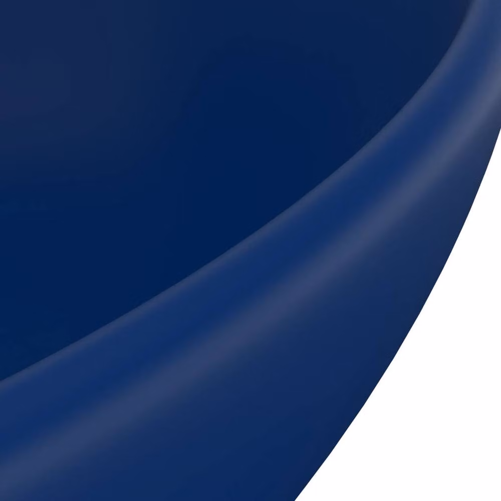 Berkfield Home Oval Ceramic Countertop Basin in Matt Dark Blue, W: 40 cm, D: 33 cm – 4