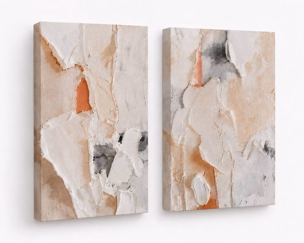 Mafett Mediterranean Abstract Canvas Print Set of 2 in Beige, Sand and Grey, W: 60.96 cm, H: 81.28 cm – 3