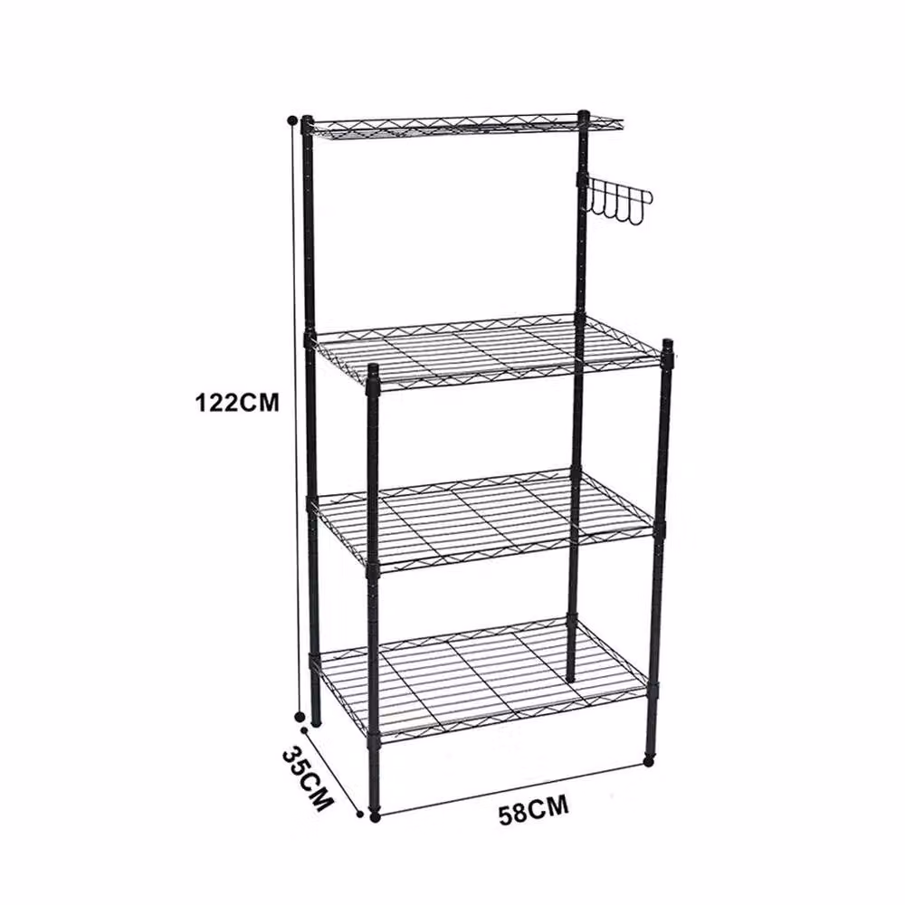 EONLION 4 Tier Metal Storage Rack Shelving Unit in Black, W: 100 cm, H: 122 cm – 2