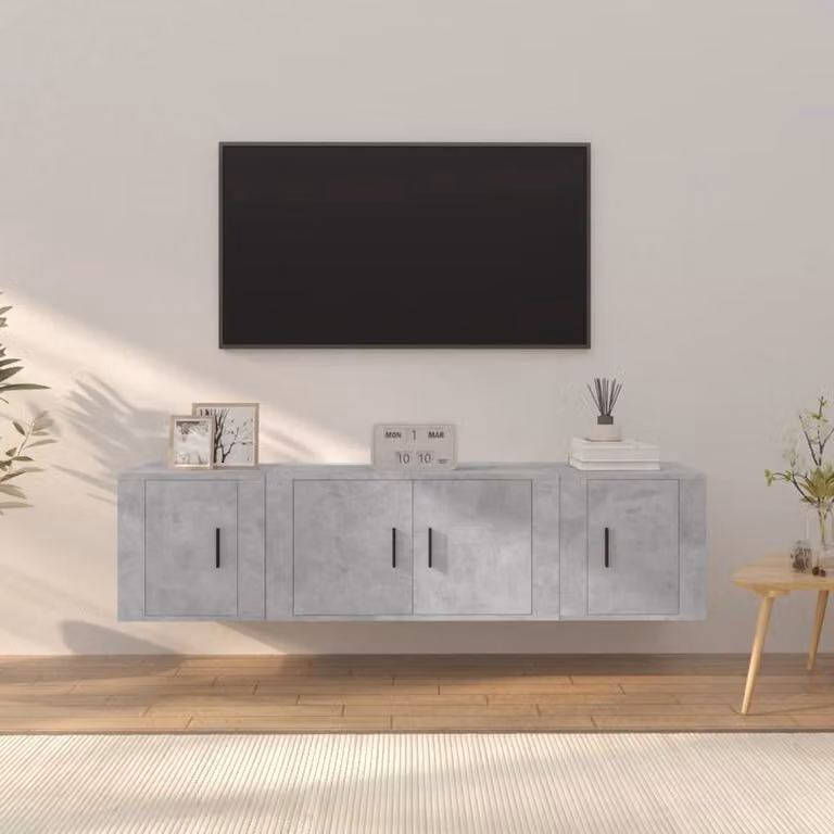 Berkfield Home Classic 3 Piece TV Cabinet Set in Concrete Grey MDF