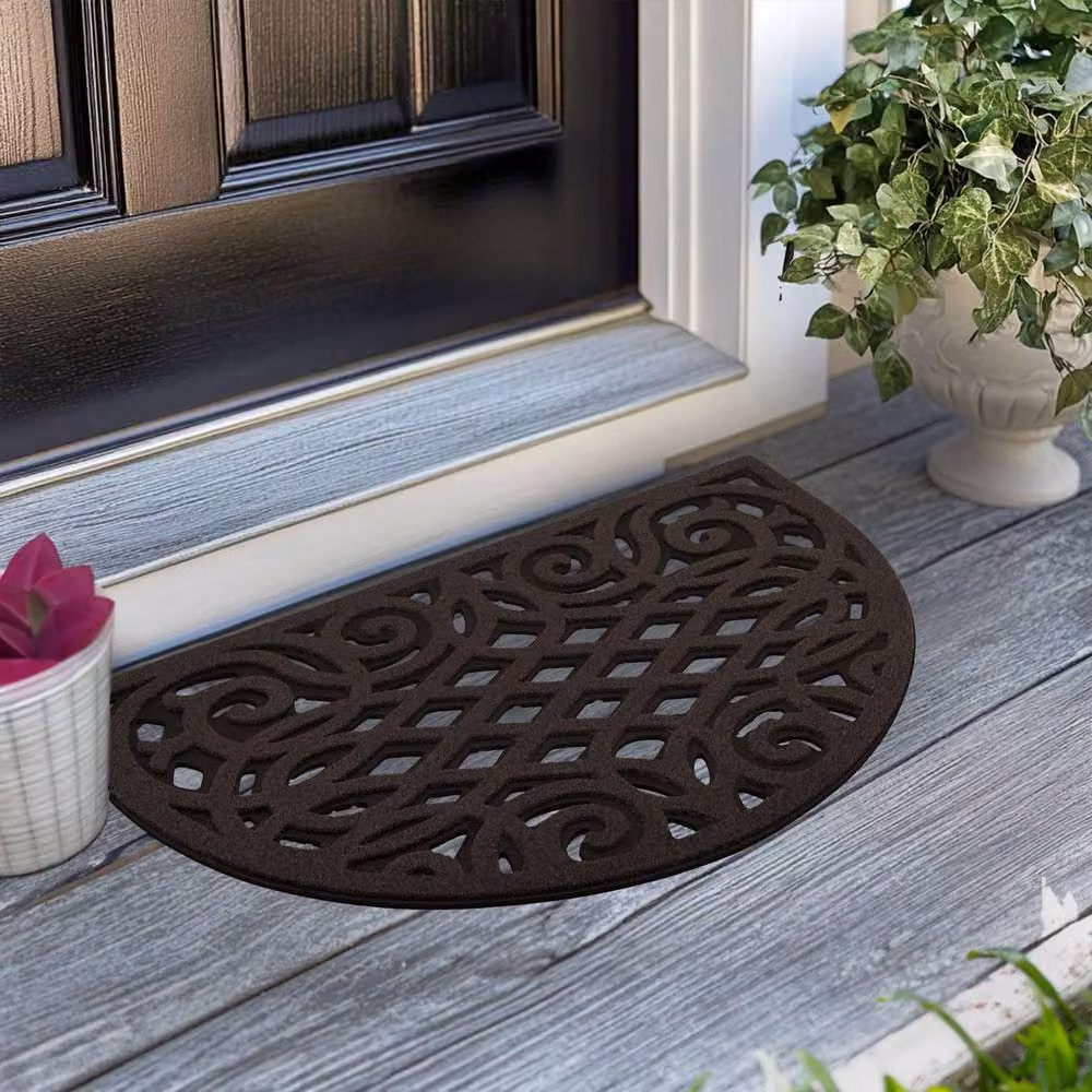 Nicoman Semicircular Outdoor Doormat in Brown, W/D: 75 x 45 cm – 2