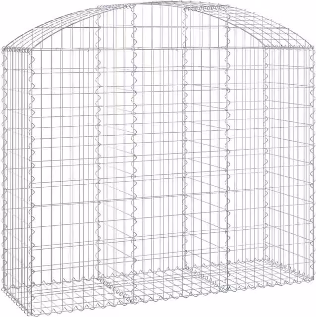 Berkfield Home Arched Gabion Basket in Silver Galvanised Steel, W: 150 cm, D: 50 cm, H: 120-140 cm – 1
