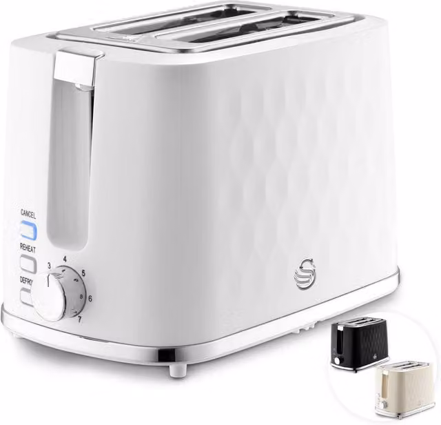 Swan 900W 2 Slice Toaster in White with Cable Storage