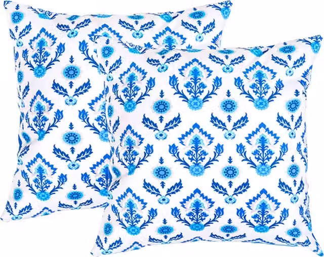 Gardenista Floral Printed Outdoor Scatter Cushion in Blue and White, Set of 2