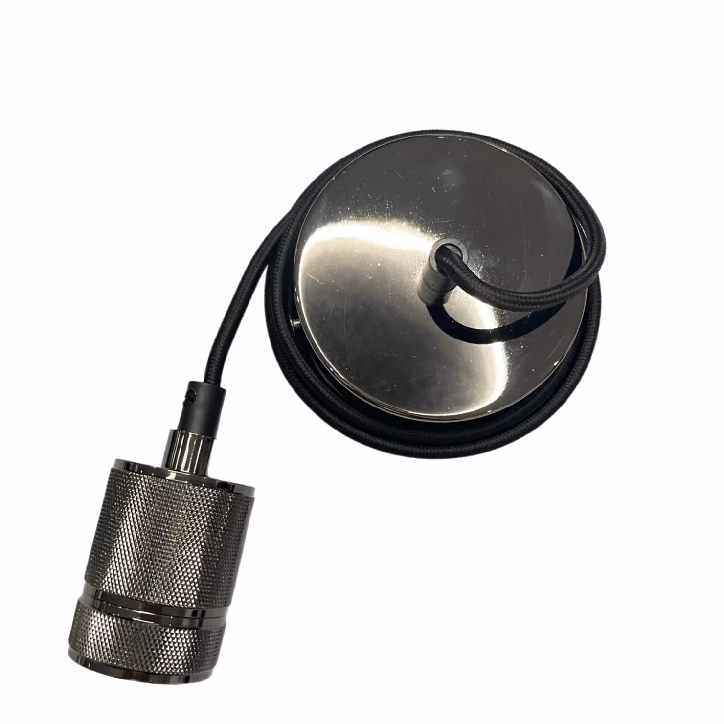 CGC Lighting Sydney Black Knurled Single Band Adjustable 1.5m E27 Ceiling Pendant with Matching Ceiling Rose – 3