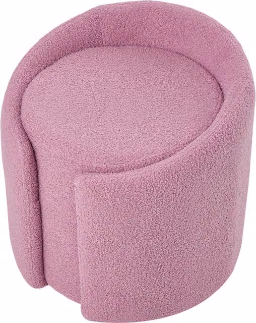 Livingandhome Purple Bouclé Cylindrical Dressing Table Stool