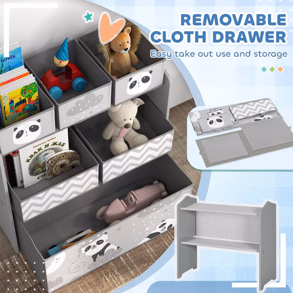 AIYAPLAY Kids Table, Chairs, Storage Unit and Easel Set in Grey – 3