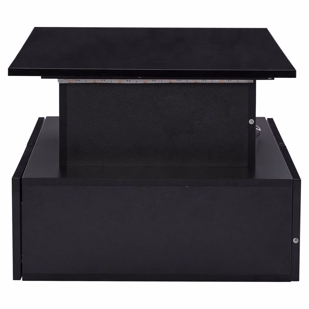 Merax Modern Lift Top LED Coffee Table in Black with 4 Push-to-Open Drawers, W/D/H: 120 x 60 x 45 cm – 3