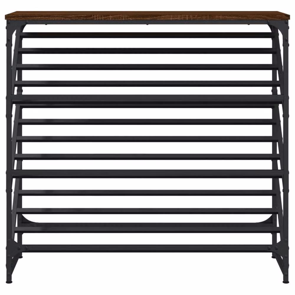 Berkfield Home Industrial Shoe Rack in Brown Oak, W/D/H: 90 x 30 x 85 cm – 4