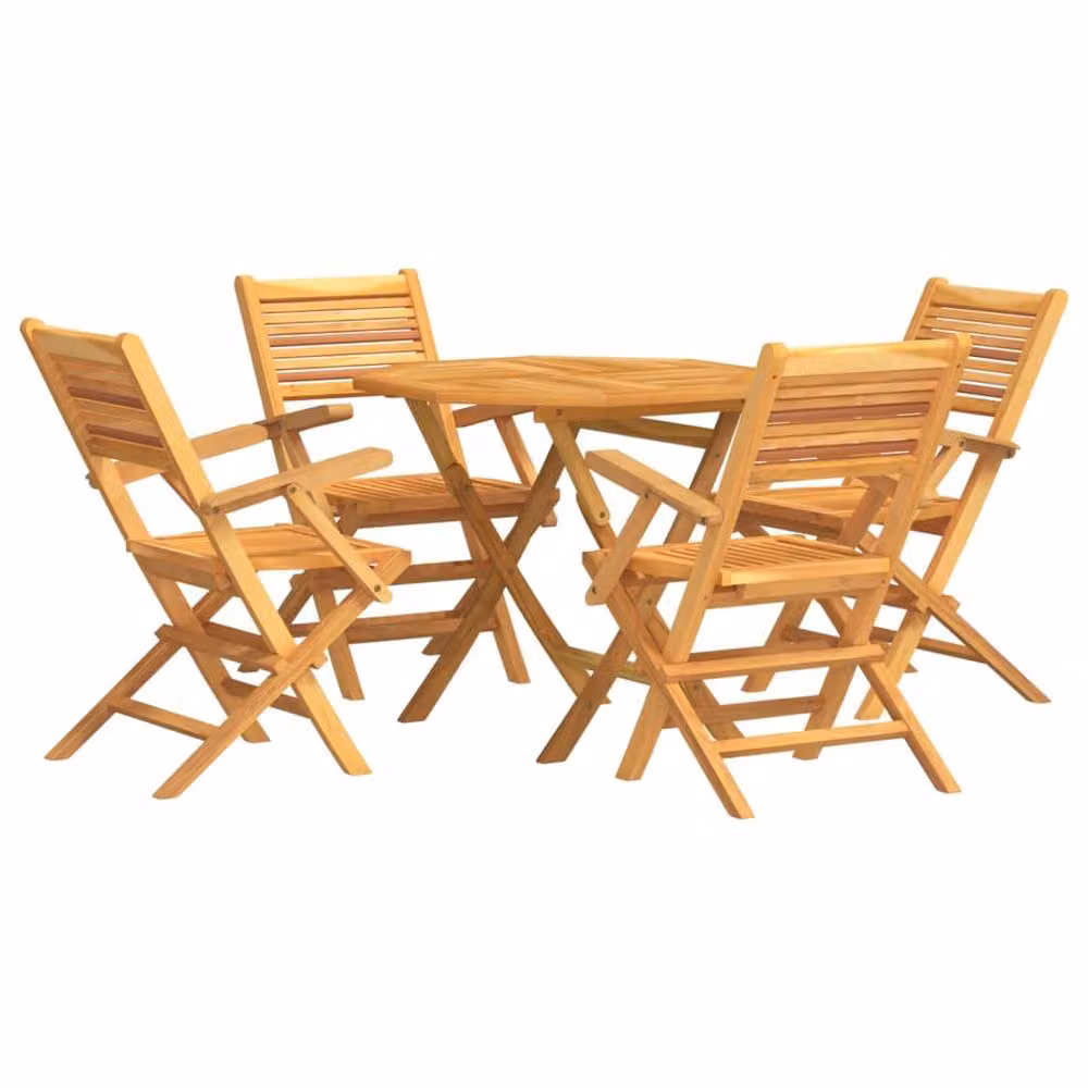Berkfield Home 5 Piece Garden Dining Set in Brown Solid Teak Wood – 2