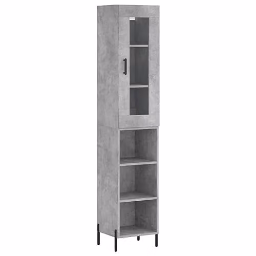 vidaXL Modern Highboard in Concrete Grey, W/D/H: 34.5 x 34 x 180 cm – 1
