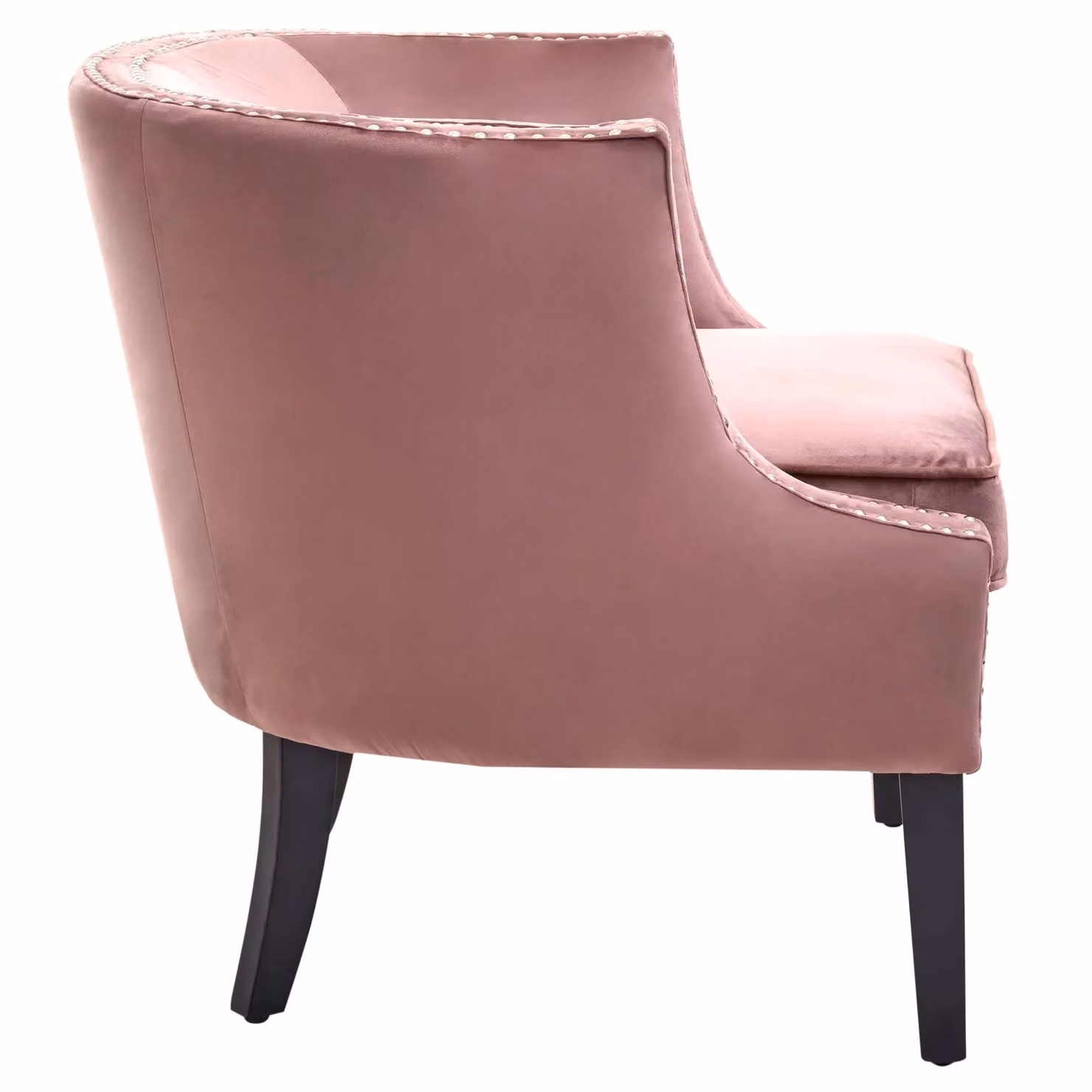 Interiors by Premier Pink Velvet Tub Chair with Armrests and Solid Wood Frame – 4