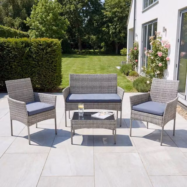 Artemis Home Corato 4-Seat Rattan Patio Set in Grey