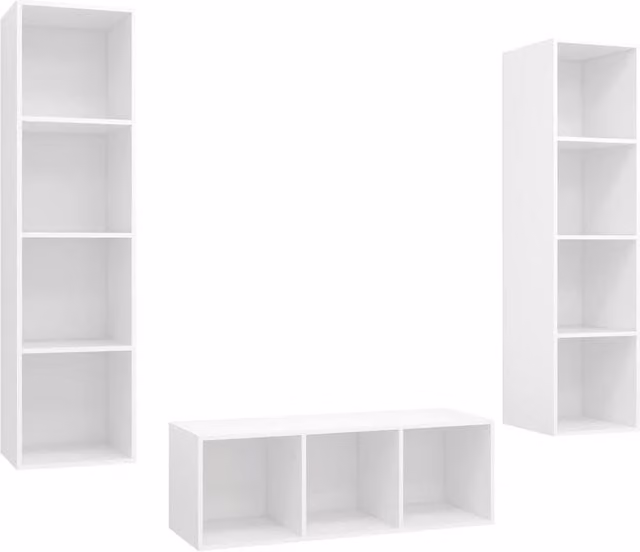 Berkfield Home 3 Piece White Matt Minimalist TV Cabinet Set in Engineered Wood