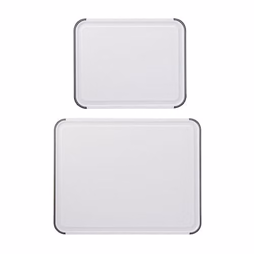 KitchenAid Classic Non-Slip 2 Piece White Chopping Board Set, BPA Free Polypropylene, W/D/H: 8 x 10 cm and 11 x 14 cm