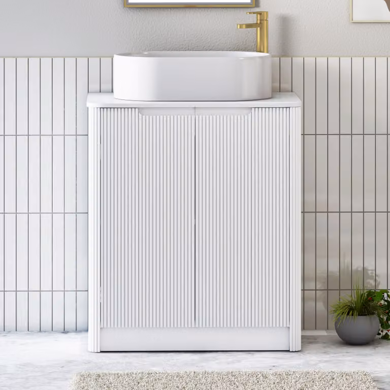 Royal Bathrooms Avenza 800mm Matt White Floor Standing 2 Door Vanity Unit with Peak Basin