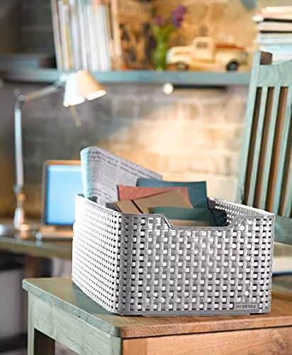 Curver Style Rattan Effect Stackable Storage Basket, 18 Litres, Grey – 2
