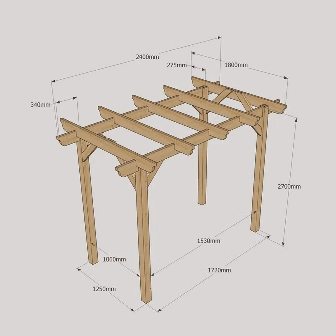 Rutland County Garden Furniture Ltd Rustic Brown Wood Garden Pergola, W: 240 cm, D: 180 cm, H: 270 cm – 4