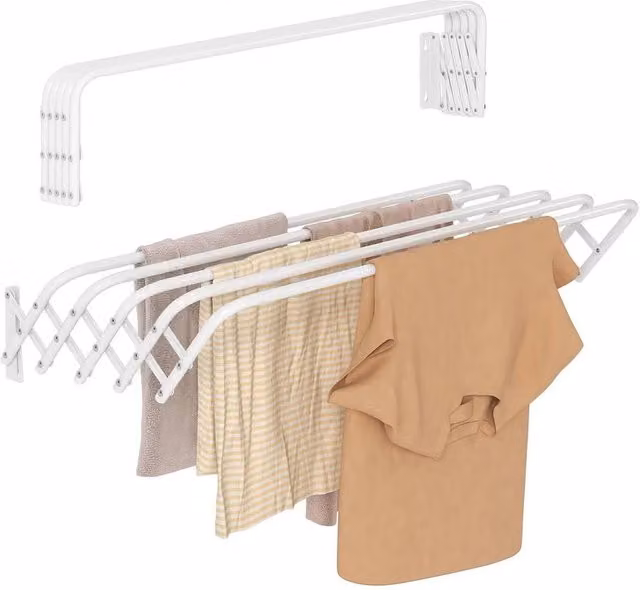 Havendro Extendible Wall Mounted Clothes Dryer in White, W: 100 cm, H: 60 cm, D: 18.5 cm