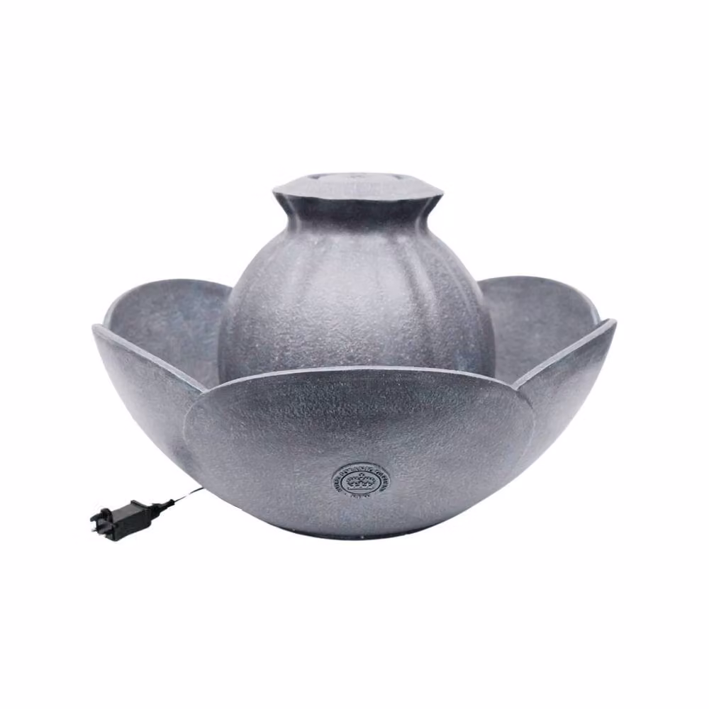 Ivyline Kew Petal Round Tabletop Ceramic Water Feature Fountain in Grey W/D/H: 74 x 144 x 44 cm – 2