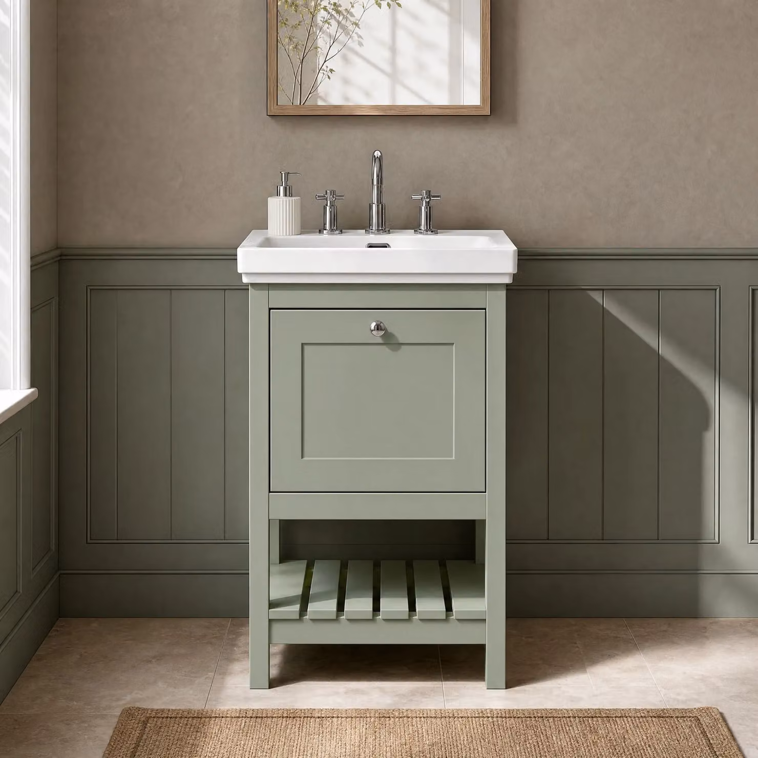 Balterley Bathroom Floor Standing Vanity Unit with Basin and Soft Close Drawer, Green, W/D/H: 53.1 x 40.6 x 86.5 cm – 4
