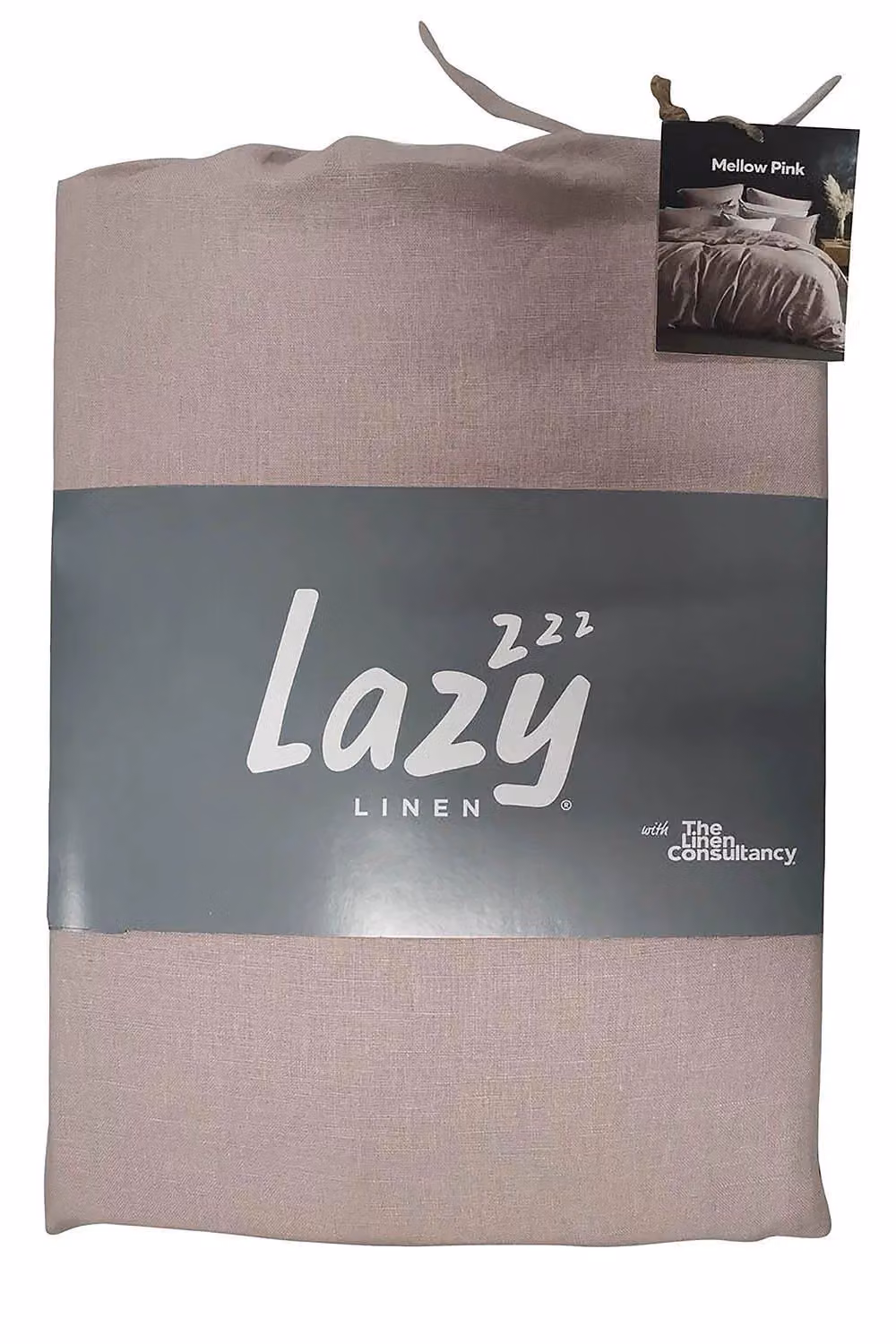Lazy Linen Pure Washed Linen Fitted Sheet in Pink, W/D/H: 90 x 200 cm – 3