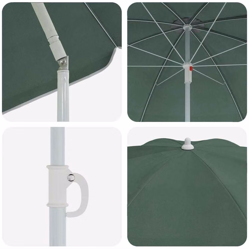 Berkfield Home Green Polyester Beach Parasol with Steel Central Pole, W/D/H: 161 x 193 cm – 4