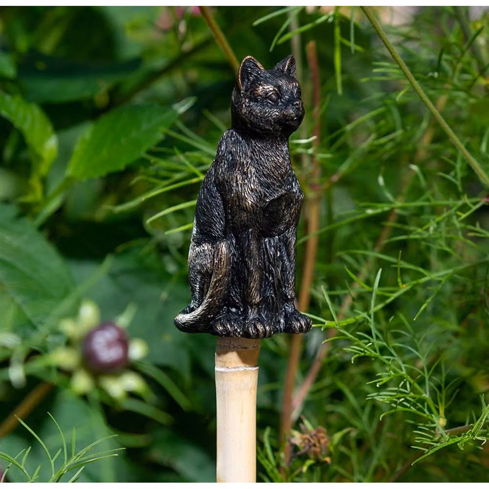 Jardinopia Cat Cane or Stake Topper Pot Buddy in Bronze, W3.5 x H8 cm – 4