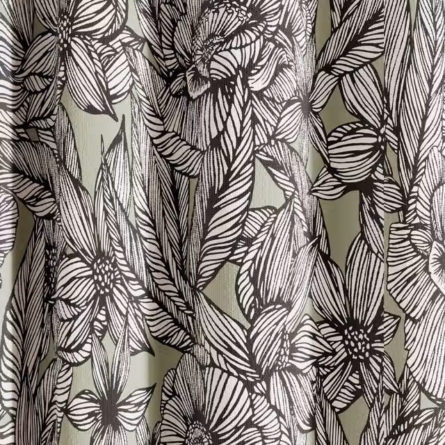 Ted Baker Vietnm Floral Lined Eyelet Curtains in Green and Silver, W: 228.6 cm, H: 182.88 cm – 1