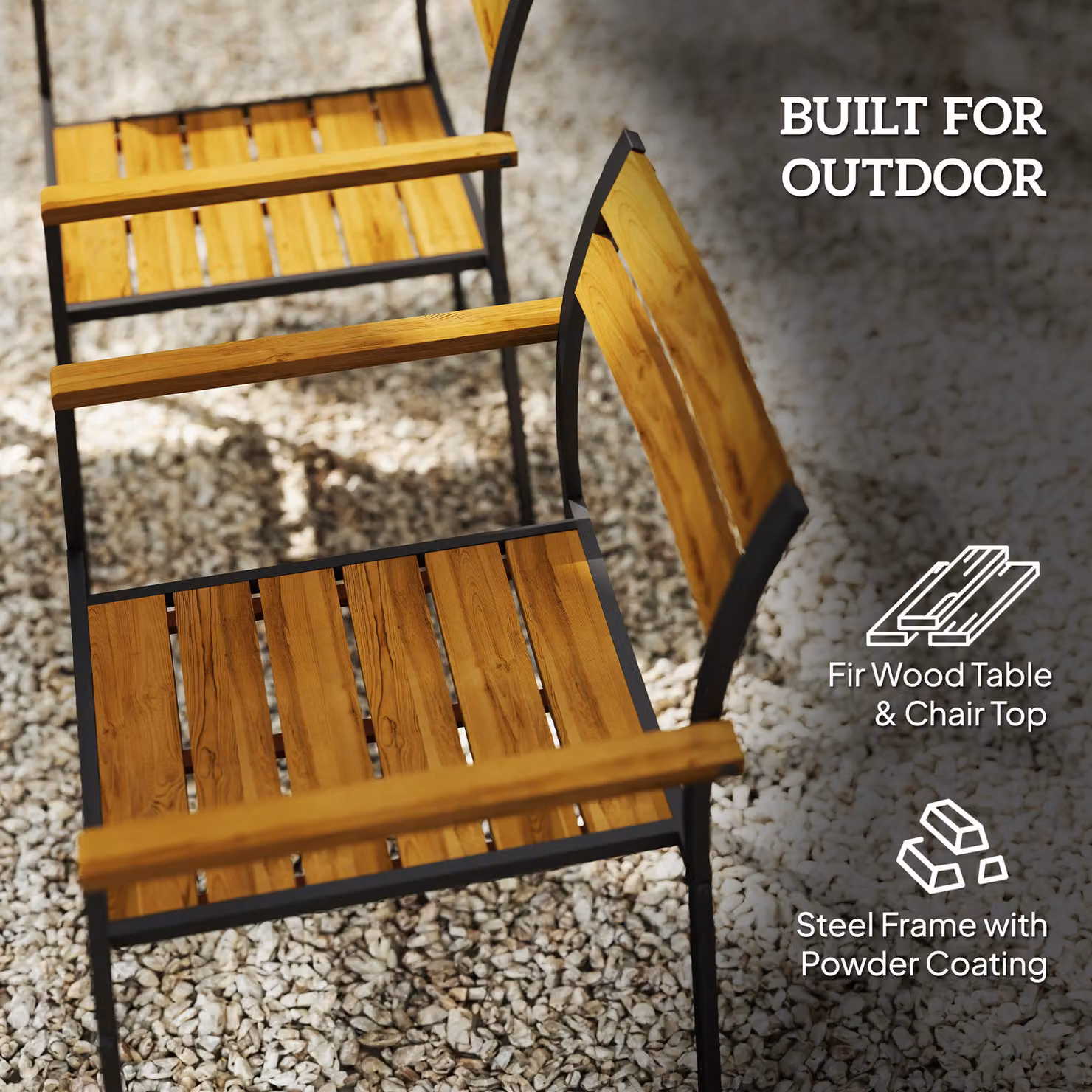 Outsunny 7 Piece Garden Dining Set in Brown Fir Wood with Rectangular Table and 6 Stackable Chairs – 4