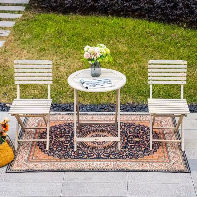 Abrihome Acacia Wood 2-Seater Outdoor Bistro Set in Natural Brown
