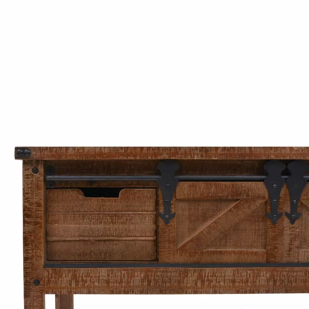 Berkfield Home Classic Console Table in Brown Solid Fir Wood, W: 131 cm, D: 35.5 cm, H: 75 cm – 4