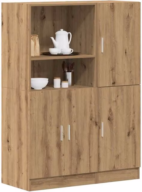 Berkfield Home 2 Piece Artisan Oak Kitchen Cabinet Set in Brown