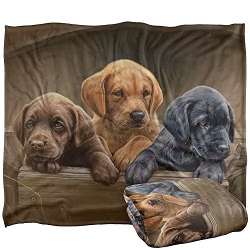 Wild Wings Puppies Silky Touch Super Soft Fleece Throw Blanket in White, W/D/H: 152 x 127 cm
