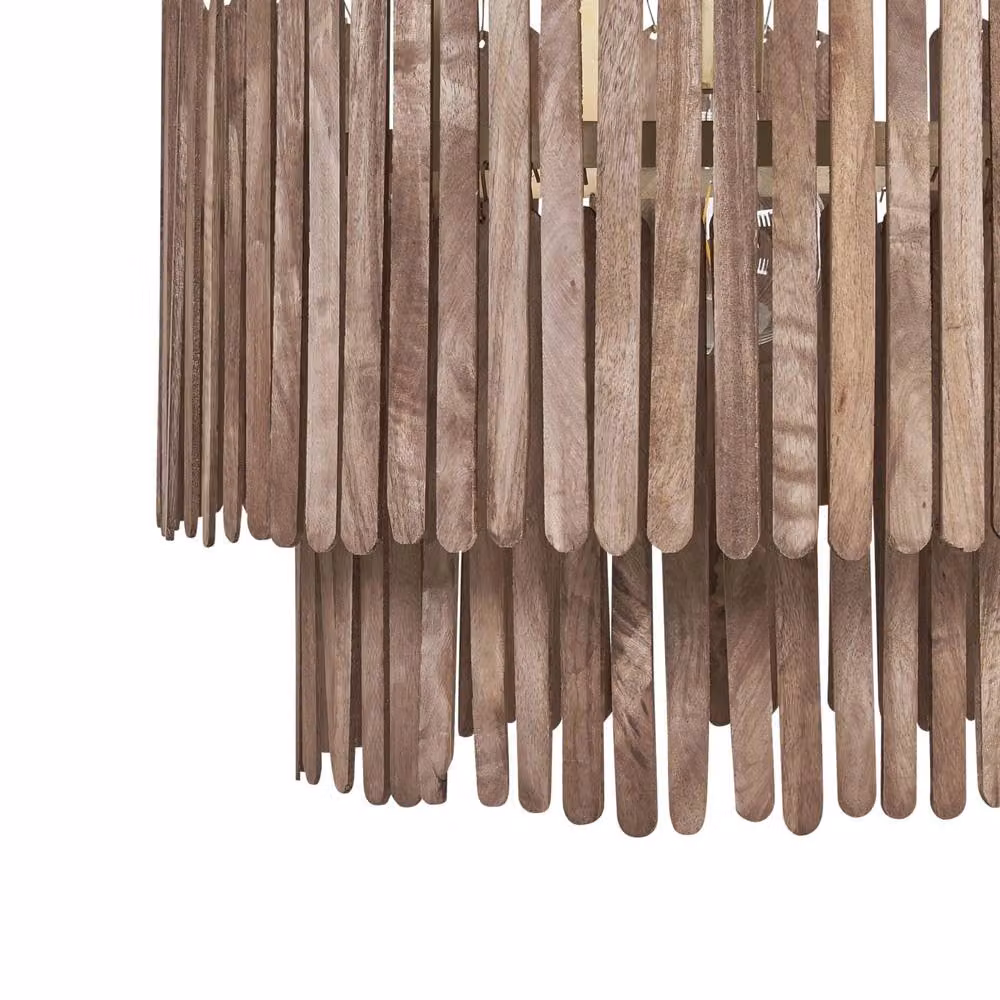 Wyld and Coco Brown Wood and Metal Boho Pendant Light – 4